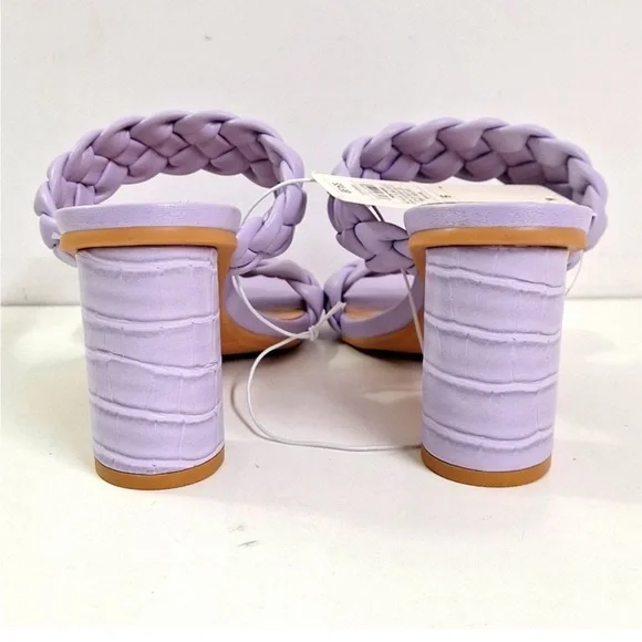 A New Day Lilac Purple Basil Slip On Double Band Woven Mule Heels New! - Picture 3 of 10